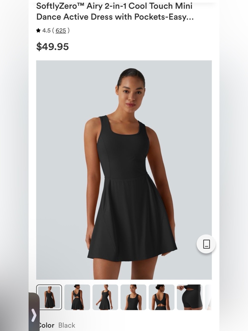 HALARA Black Scoop-Neck Mini Active Dress